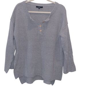 Lulu’s Oversized Gray Pullover Side Slit Button Lagenlook Boho Sweater XS  